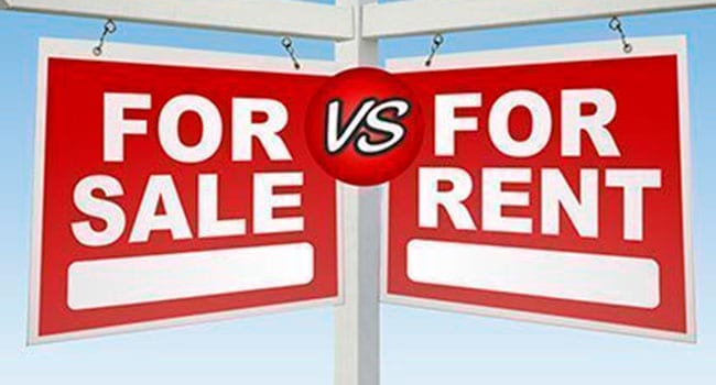 For sales versus for rent sign