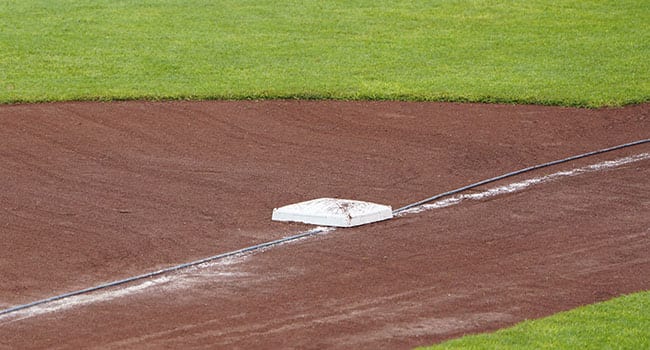Baseball plate in empty field