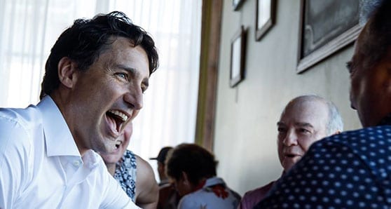 Justin Trudeau laughing