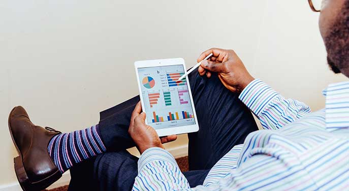 data analytics tablet work business finances