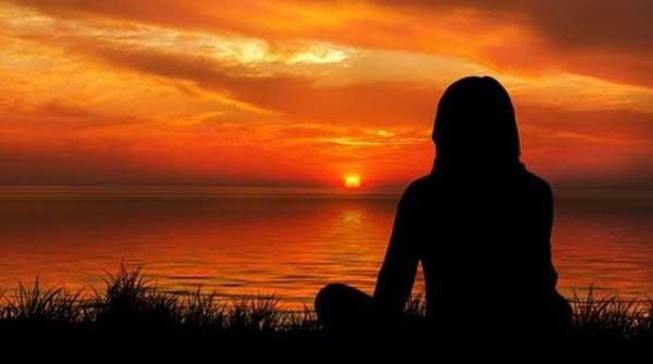 sunset-woman-tranquility-quiet