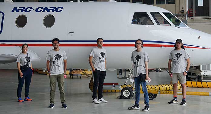 (From left) U of A Space Design Group members Amira Aissiou, Rahul Ravin, Shankar Jha, Kinston Wong and Kirtan Dhunnoo