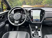 The 2025 Subaru Forester’s cabin is simple and functional, with clean controls, tall windows and a roomy feel built for Canadian drivers