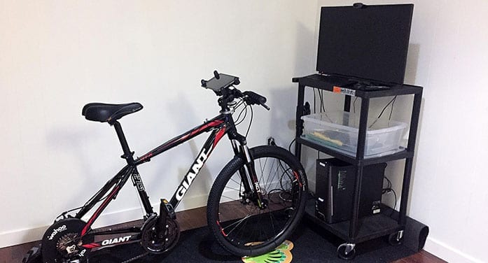 MedBIKE system stationary bike linked with tablet and video game