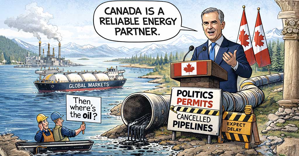 Canada has oil and stability, but limited pipelines and political obstruction prevent energy exports from reaching global markets when supply shocks hit