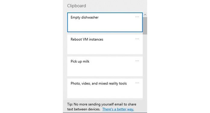 Window 10 updates technology clipboard