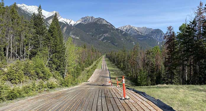 Construction matting Trans Mountain pipeline